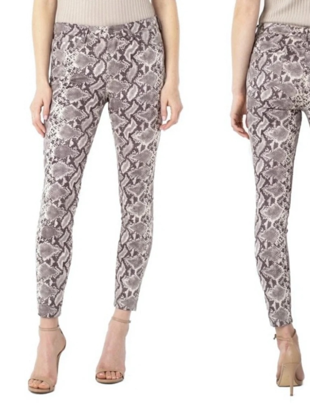 Liverpool Abby Skinny Grey Python Stretch Pants, 4/27